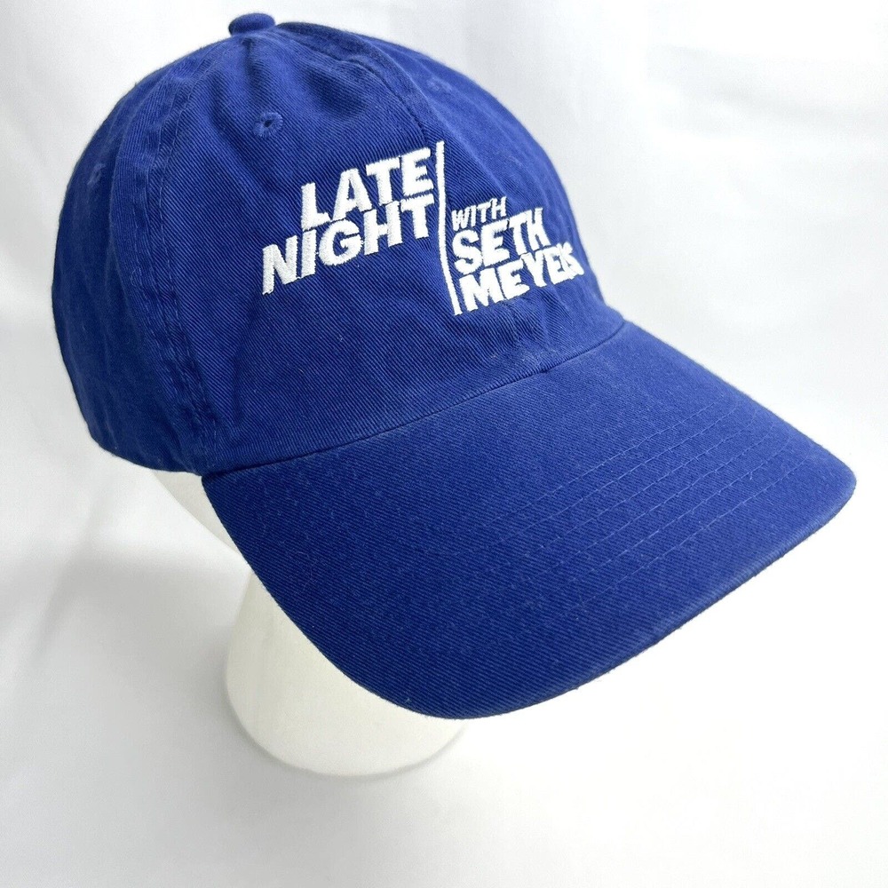OFFICIAL Late Night With Seth Meyers Blue Baseball Strapback Cap Hat NBC Store